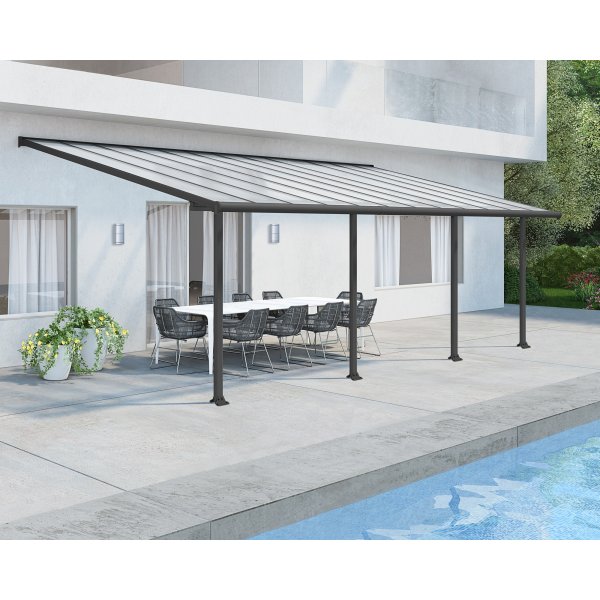 Canopia Olympia Balkontag i aluminium 3 x 7,5 - Mrkegr/klart glas