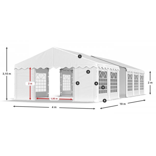 Partytelt Eco 1 i PE - 4 x 19 m Partytelt Eco 1 i PE - 4 x 19 m