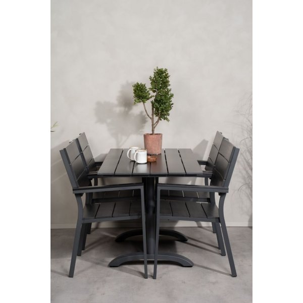 Dallaren Matgrupp (70x120) - Svart - 4 Stolar