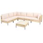 Stor utomhus hörnsoffa med bord | Loungeset i konstrotting | Creme Stor utomhus hörnsoffa med bord | Loungeset i konstrotting | Creme