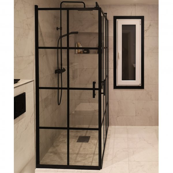 Duschhörna 80x80x200cm | 6mm säkerhetsglas | Svarta profiler Duschhörna 80x80x200cm | 6mm säkerhetsglas | Svarta profiler