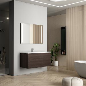 Badrumsm&ouml;bler 100 cm Valn&ouml;t LED-spegel - Veda + Toalettpappersh&aring;llare