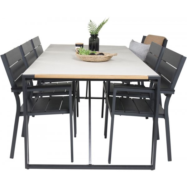 Tornsborg Spisegruppe (200x100) - Sort/Gr� - 6 Stole