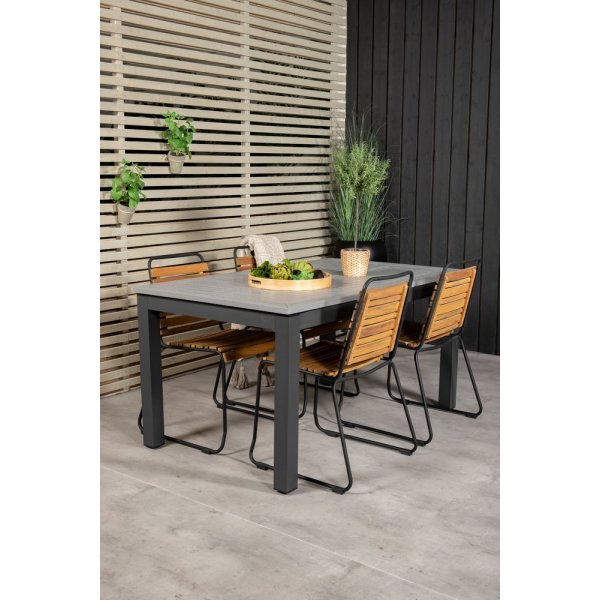 Eken�s Matgrupp (152x90) - Svart/Gr� - 4 Stolar