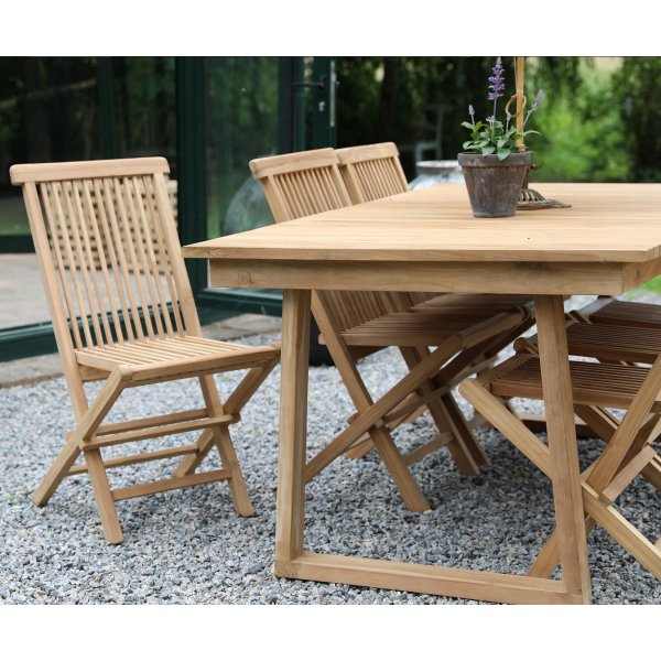 Saltö Garten-Essgruppe Esstisch 180x100 cm mit 6 Saltö Esszimmerstühlen - Teak + Textilimprägnierung für Outdoormöbel Saltö Garten-Essgruppe Esstisch 180x100 cm mit 6 Saltö Esszimmerstühlen - Teak + Textilimprägnierung für Outdoormöbel
