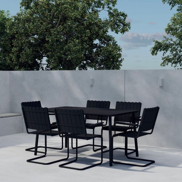 Holmsund spisegruppe sort 6 stole 150x90 cm