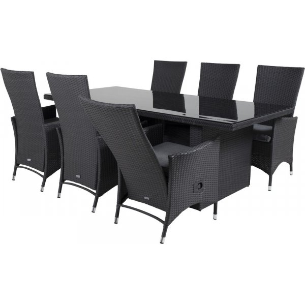 Jrnsta Matgrupp (200x100) - Svart - 6 Stolar