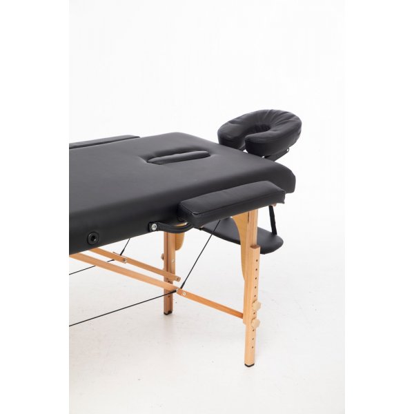 Massageb�nk med tr�ben - 2 zoner - Svart