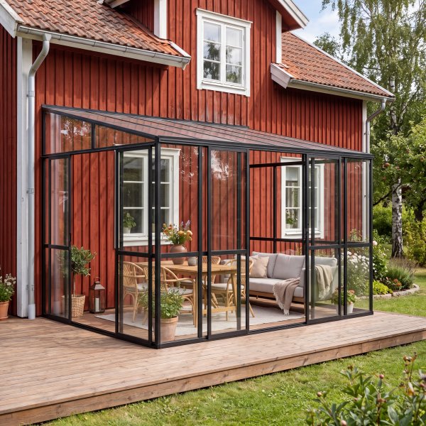 V�ggmonterat Uterum - 10,1 m� & Skjutd�rrar i Glas till Altan