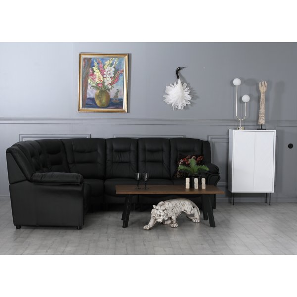 H�rnsoffa svart konstl�der 5-sits - Peking
