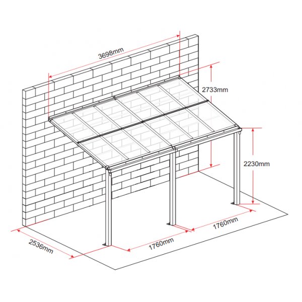 Altantak vit aluminium kanalplast mot v�gg - 9 m�