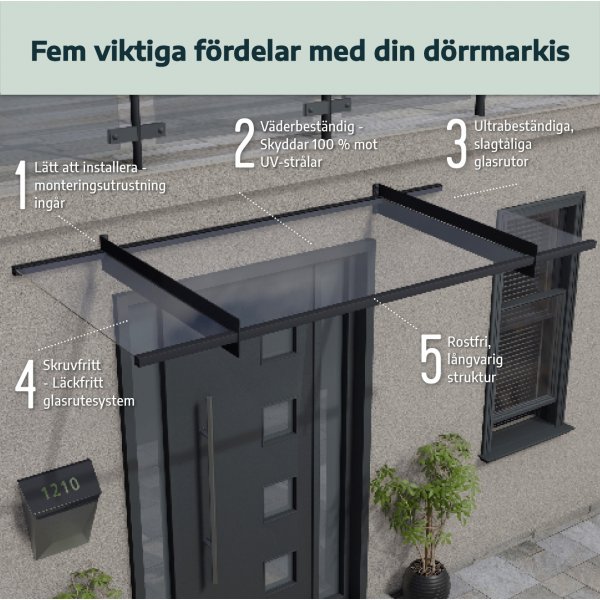 Canopia Bordeaux Entr�tak 1,4 x 4,5 - Vit/opalglas