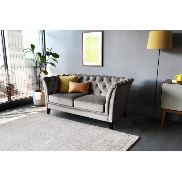 Soffa 2-sits chesterfield grå - Henry Soffa 2-sits chesterfield grå - Henry