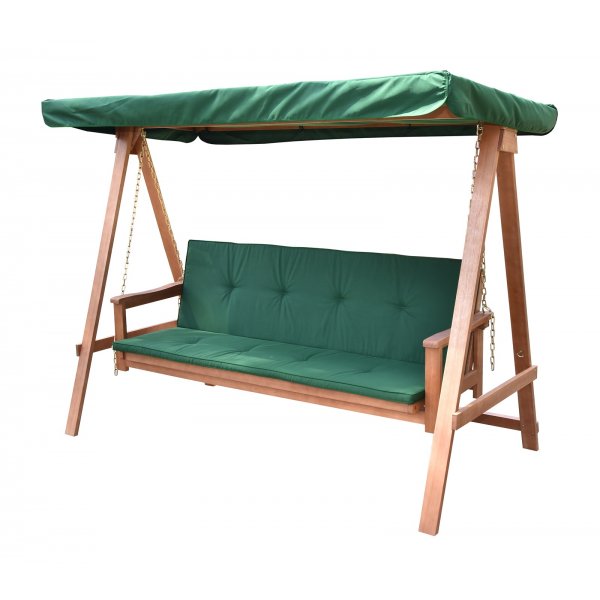 F�llbar hammock i tr� med gr�nt tak