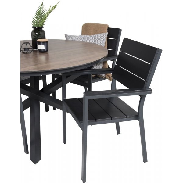 Tottarp Matgrupp (ø140) - Svart/Brun - 4 Stolar Tottarp Matgrupp (ø140) - Svart/Brun - 4 Stolar