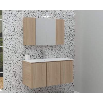 Badrumsmöbler Verona 90 - Beige med spegelskåp