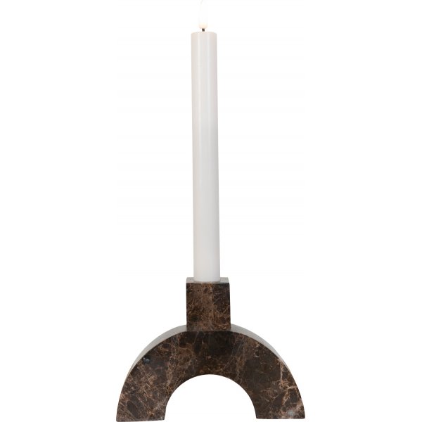 Marma ljusstake b�ge i brun marmor