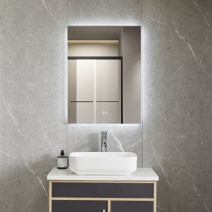 Badrumsspegel 60 x 80 cm med LED-belysning och anti-fog, rektangulr