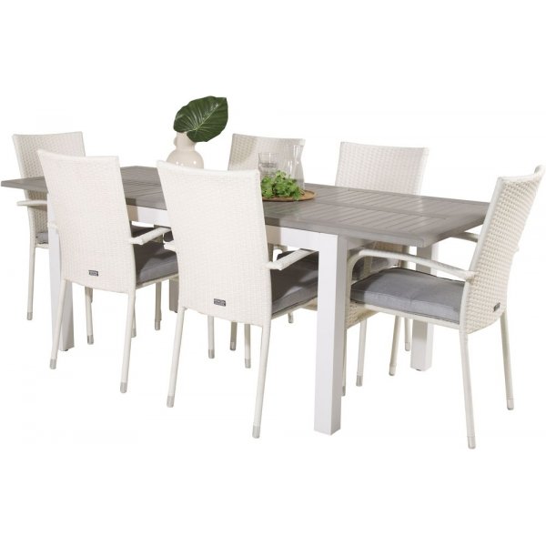 Ekenäs Matgrupp (160x90) - Vit/Grå - 6 Stolar Ekenäs Matgrupp (160x90) - Vit/Grå - 6 Stolar