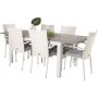 Ekens Matgrupp (160x90) - Vit/Gr - 6 Stolar