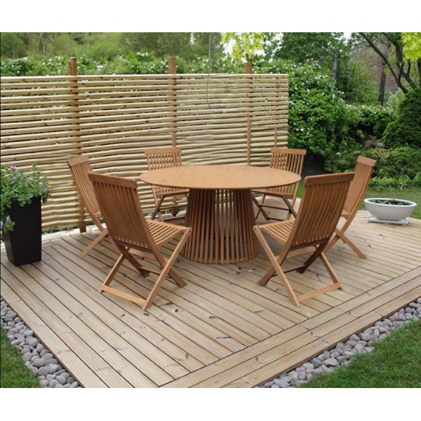Nord� udend�rs gruppe; Rundt spisebord �150 cm med 6 stole i eukalyptus