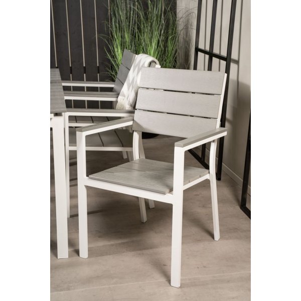 Pr�ssebo Matgrupp (160x100) - Vit/Gr� - 6 Stolar