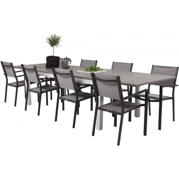 Eken�s Matgrupp (224x100) - Svart/Gr�/Vit - 8 Stolar