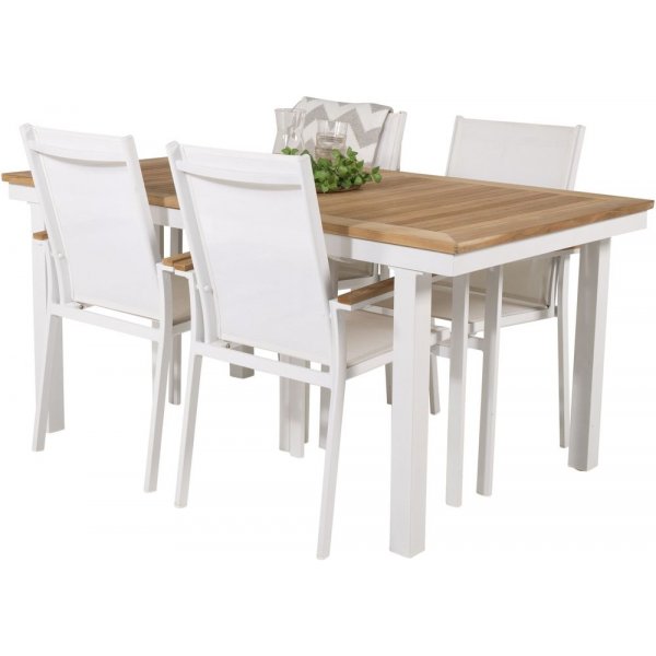 Dotorp Matgrupp (160x90) - Vit/Natur - 4 Stolar