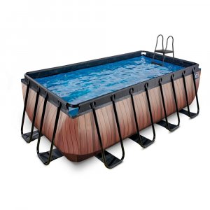 Pool 400x200x122cm med sandfilterpumpe - Brun