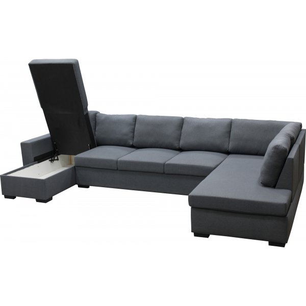 U-soffa Solna v�ndbar - 367 cm - m�rkgr�