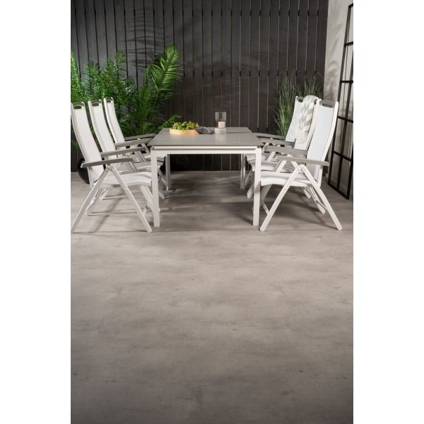 Pr�ssebo Matgrupp (160x100) - Vit/Gr� - 6 Stolar