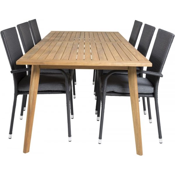 Charlottenberg Spisegruppe (220x100) - Sort/Natur - 6 Stole Charlottenberg Spisegruppe (220x100) - Sort/Natur - 6 Stole