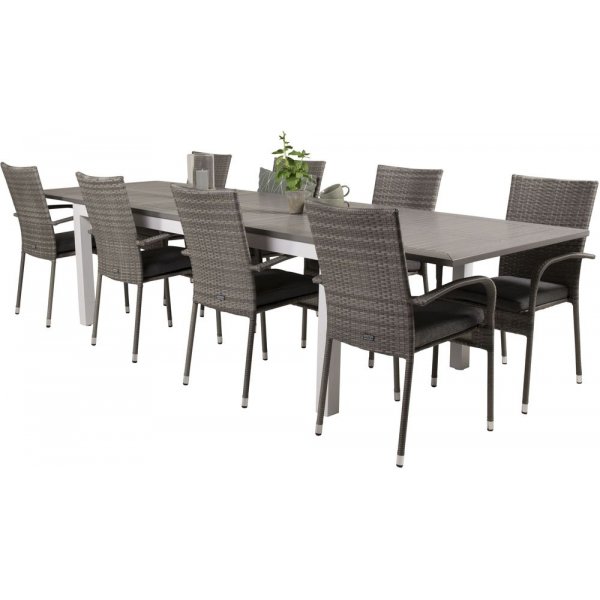 Eken�s Matgrupp (224x100) - Gr�/Vit - 8 Stolar