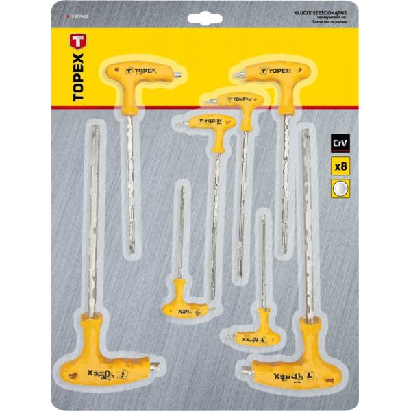 Kuusiokoloavainsarja T-kahvalla, 8 osaa Kuusiokoloavainsarja T-kahvalla, 8 osaa