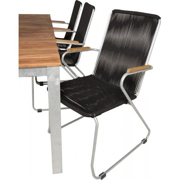 Salstad Matgrupp (200x100)  Svart/Natur - 6 Stolar