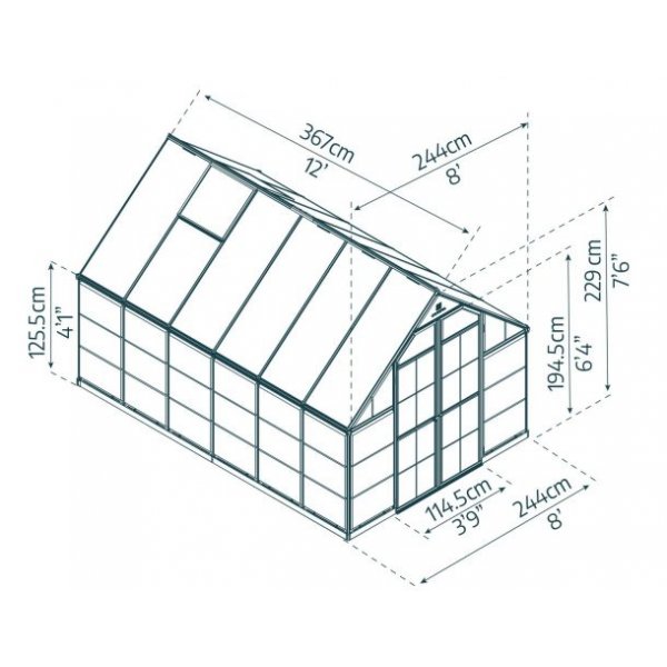 Växthus Balance Grå - 8,8 m² + Växthusrengöring Växthus Balance Grå - 8,8 m² + Växthusrengöring