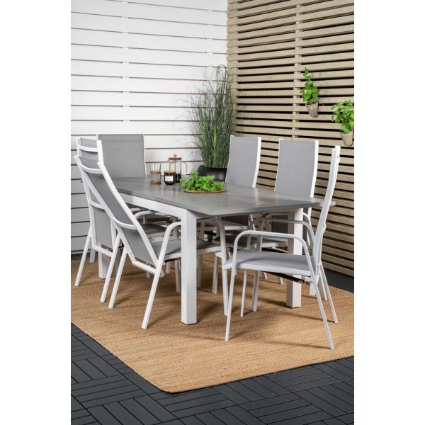 Ekenäs Matgrupp (160x90) - Vit/Grå - 6 Stolar Ekenäs Matgrupp (160x90) - Vit/Grå - 6 Stolar