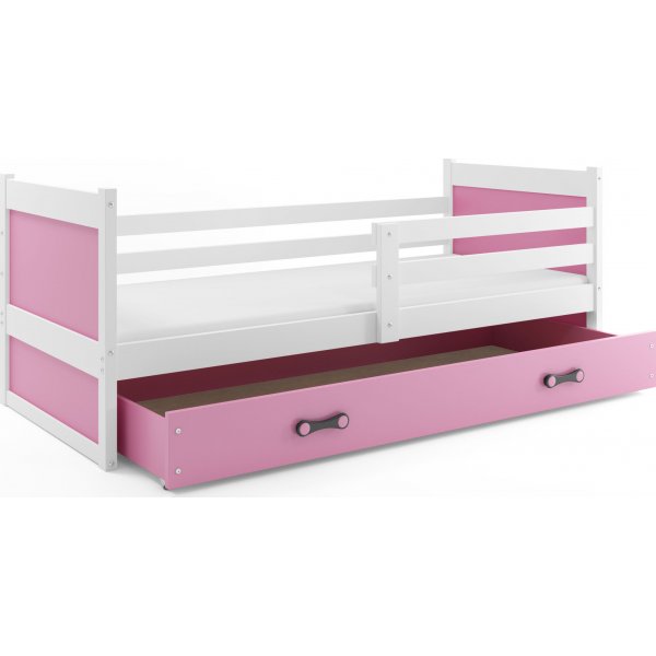 Juniors�ng �rhus med f�rvaringsl�da 90 cm - Vit/Rosa