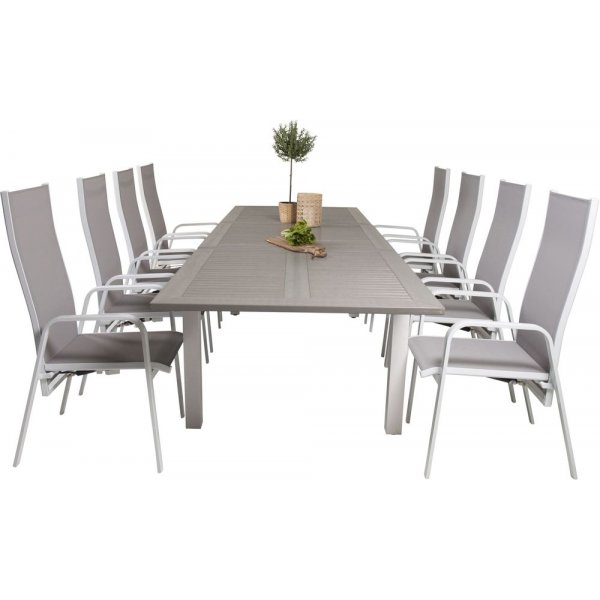 Ekens Matgrupp (224x100) - Vit/Gr - 8 Stolar