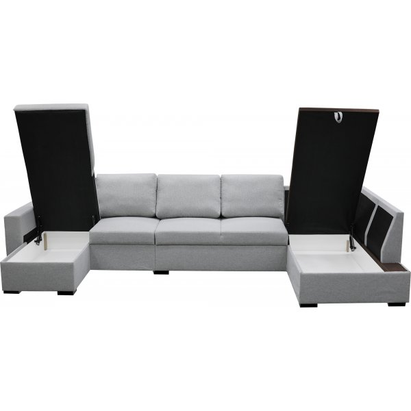 U-soffa Solna XL med f�rvaring - 367 cm - ljusgr�