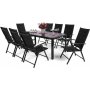 Utematgrupp Ibiza bord 185cm + 8 stolar - Svart