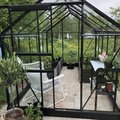 Allt klart! Bara älskar mitt växthus! Växthus Popular 6,2 m² - Svart med härdat glas