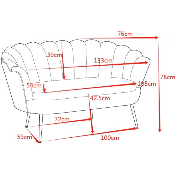 2-sits soffa grön/mässing - Kingsley 2-sits soffa grön/mässing - Kingsley
