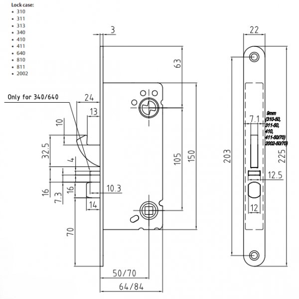 Lukkokotelo ASSA ABLOY 2002-50 - Oikea Lukkokotelo ASSA ABLOY 2002-50 - Oikea