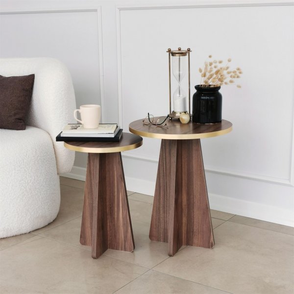 Mushroom sidobordset �30/40 cm - Guld/valn�t