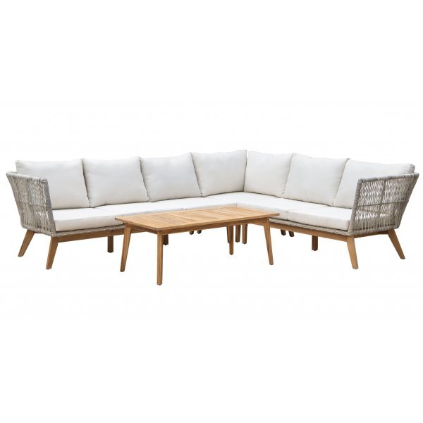 Inez utegrupp - Grå konstrotting & Akacia | Hörnsoffa Inez utegrupp - Grå konstrotting & Akacia | Hörnsoffa