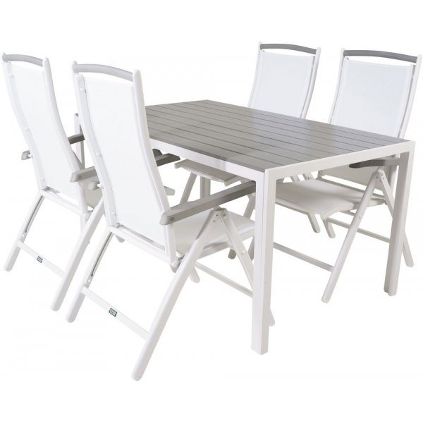 Ervalla Matgrupp (150x90) - Vit/Gr - 4 Stolar