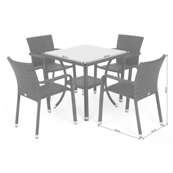 Matgrupp Sumba bord + 4 stolar - Brun melerad