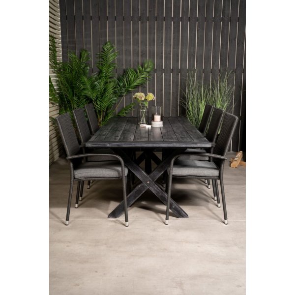 Ramsjö Matgrupp (200x100) - Svart - 6 Stolar Ramsjö Matgrupp (200x100) - Svart - 6 Stolar