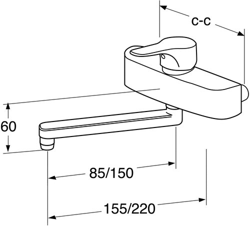 Gustavsberg Nautic v�ggblandare f�r tv�ttr�nna, pip 150 mm, 160 c-c